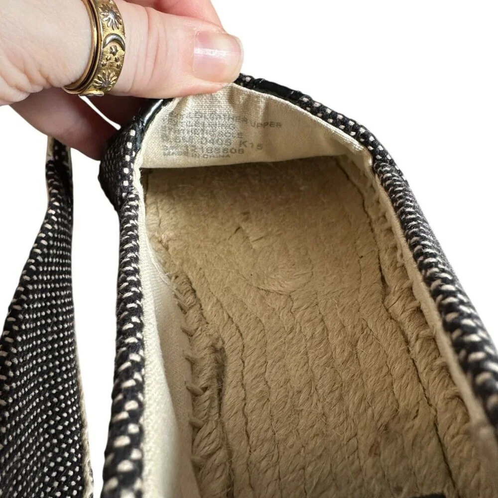 Tory Burch Lonnie Leather Logo Woven Espadrille Flats Size 6.5